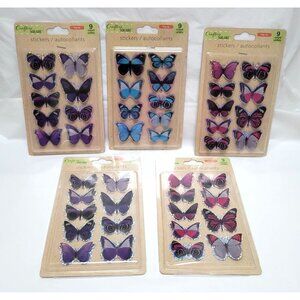 Lot of 5 Crafters Square Butterfly Pop-Up Stickers 9 Count 45 Total Stickers